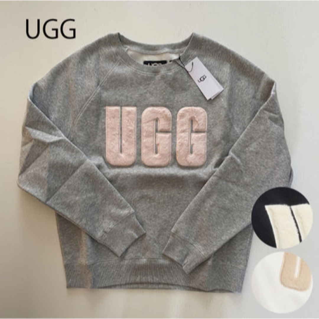 UGG  マドリンファジーロゴクルーネック  グレー Sサイズ