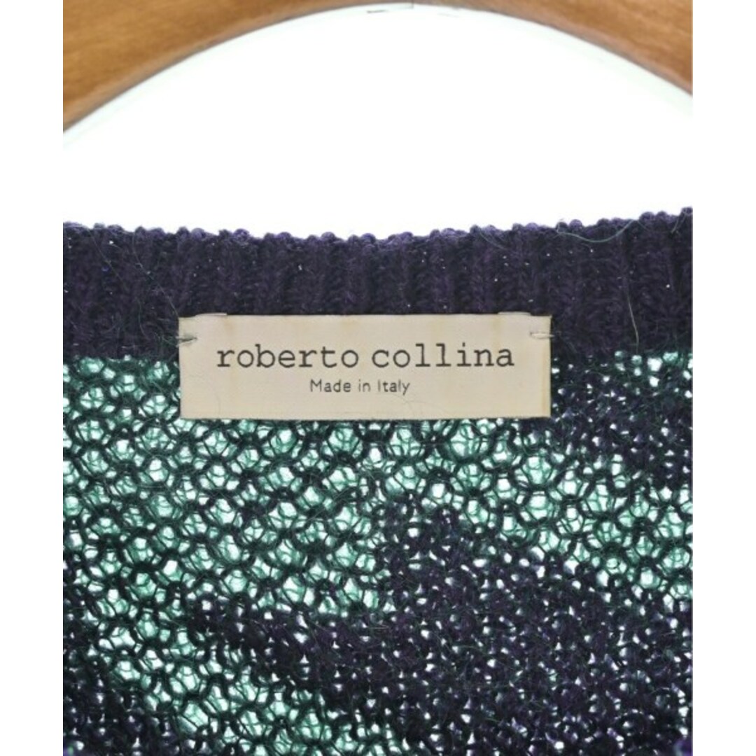 ROBERTO COLLINA(ロベルトコリーナ)のROBERTO COLLINA ニット・セーター S 緑x紫系(千鳥格子) 【古着】【中古】 レディースのトップス(ニット/セーター)の商品写真