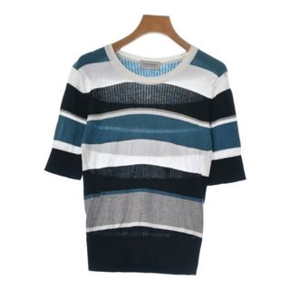 ジョンスメドレー(JOHN SMEDLEY)のJOHN SMEDLEY ニット・セーター S 白x黒x緑系(ボーダー) 【古着】【中古】(ニット/セーター)