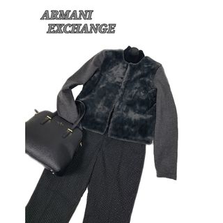 アルマーニエクスチェンジ(ARMANI EXCHANGE)の美品 ARMANI EXCHANGE エコファーノーカラージャケット(ノーカラージャケット)