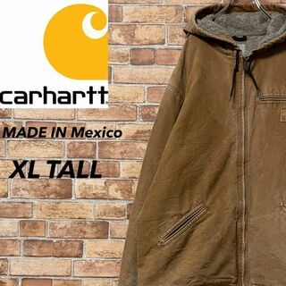 カーハート☆肉厚ダック デトロイトジャケット 裏ボア  革ロゴ XL メキシコ製