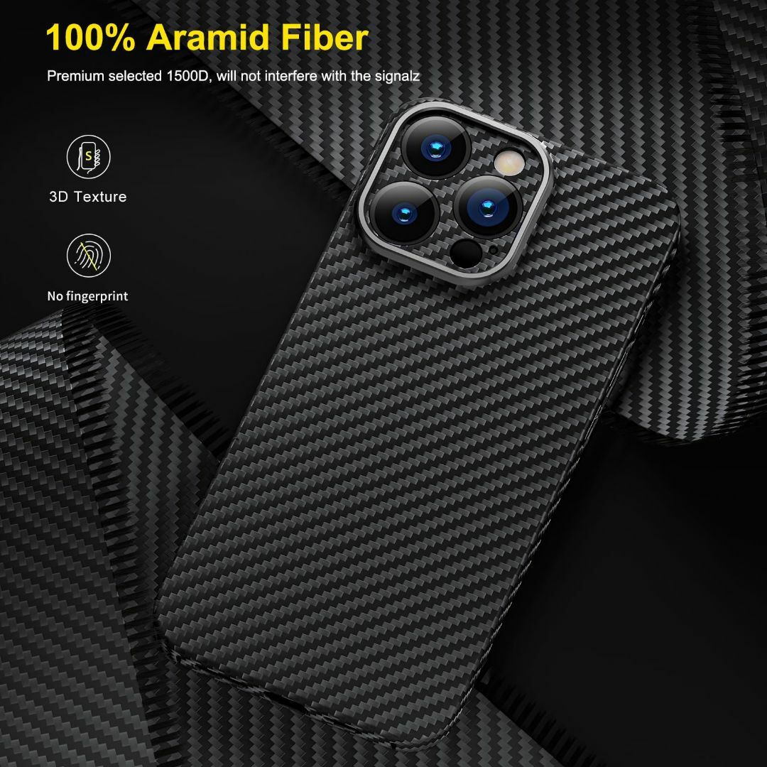 スマホ/家電/カメラ【色: ブラック】iPhone 15 Pro対応アラミド繊維ケース memumi