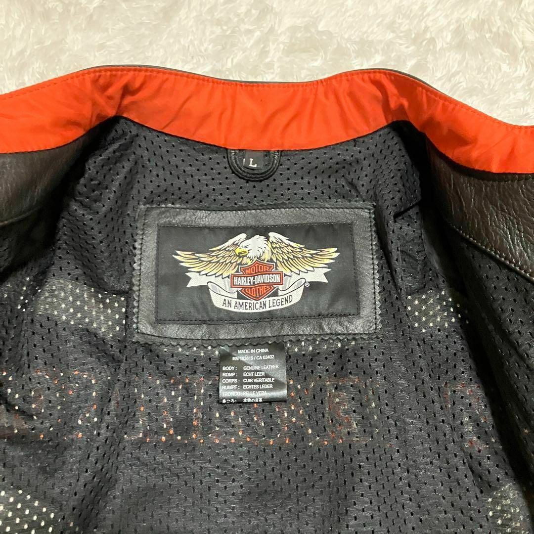 Harley Davidson(ハーレーダビッドソン)の【最高デザイン】HARLEY DAVIDSON レザーライダース　アームロゴ　L メンズのジャケット/アウター(ライダースジャケット)の商品写真