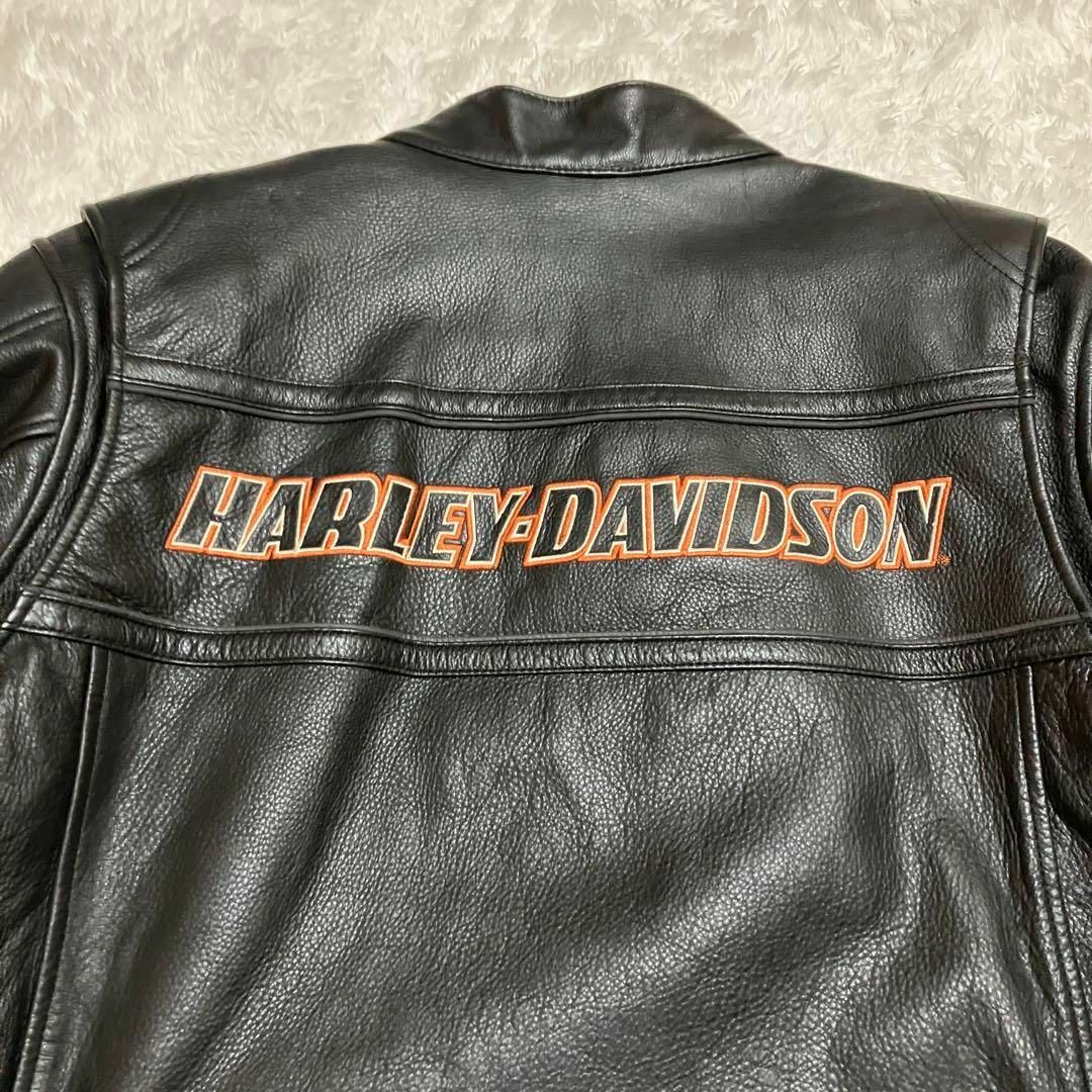 Harley Davidson(ハーレーダビッドソン)の【最高デザイン】HARLEY DAVIDSON レザーライダース　アームロゴ　L メンズのジャケット/アウター(ライダースジャケット)の商品写真