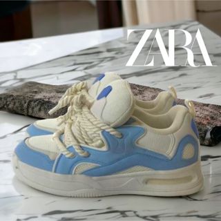 ザラ(ZARA)の【美品】ZARA ロープダッドスニーカー　激レア 42(27cm) ブルー(スニーカー)