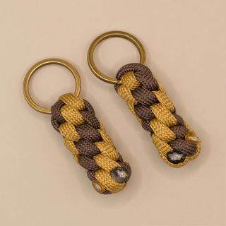 ハンドメイド キーチェーン チャーム パラコード 黄色x茶色 2個(キーホルダー/ストラップ)