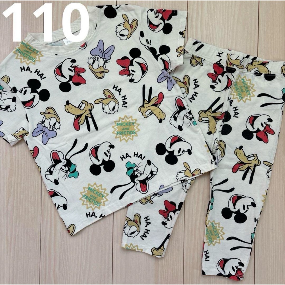 【Disney】総柄 ミッキー☆ドナルド Tシャツ☆レギンス 2点セット 110 | フリマアプリ ラクマ