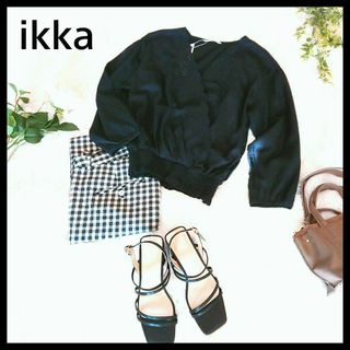 イッカ(ikka)の【新品未使用】ikka イッカ レース カシュクール プルオーバー ネイビー F(シャツ/ブラウス(長袖/七分))