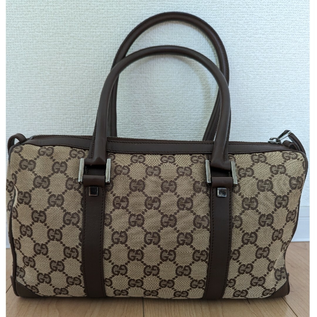 Gucci - GUCCI ボストンバッグ ハンドバッグGG柄レザーキャンバスの