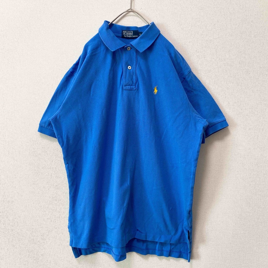 Ralph Lauren(ラルフローレン)の90s ポロバイラルフローレン　半袖ポロシャツ　ラガー　無地　刺繍ロゴ　男女兼用 メンズのトップス(ポロシャツ)の商品写真