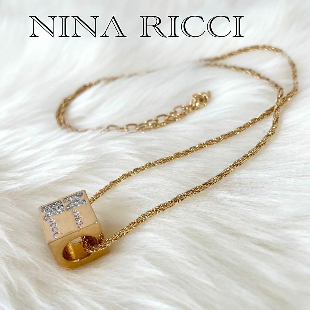 NINA RICCI ニナリッチ ルビー レッド ネックレス ゴールド チェーン-