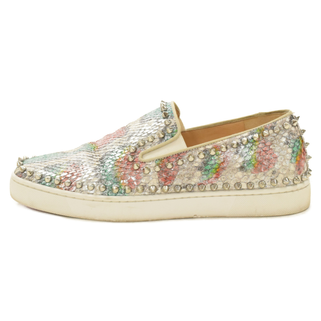 CHRISTIAN LOUBOUTIN クリスチャンルブタン PIK BOAT FLAT PYTHON ARC EN CIEL ピックボート スタッズローカットスニーカー シルバー スリッポン 1170002