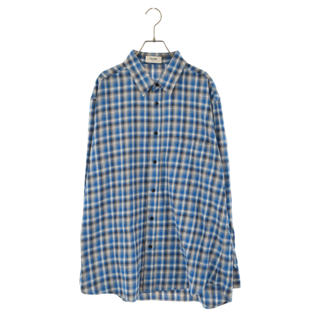 CELINE セリーヌ 21SS Loose Shirt In Checked Cotton ルーズチェック コットン長袖シャツ ブルー 2C486354M