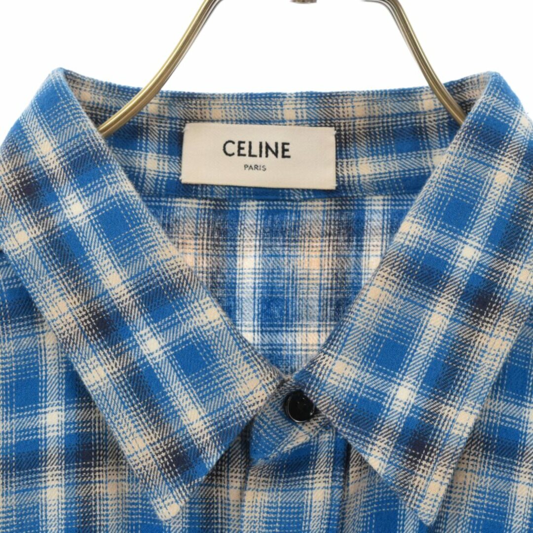 CELINE セリーヌ 21SS Loose Shirt In Checked Cotton ルーズチェック コットン長袖シャツ ブルー 2C486354M