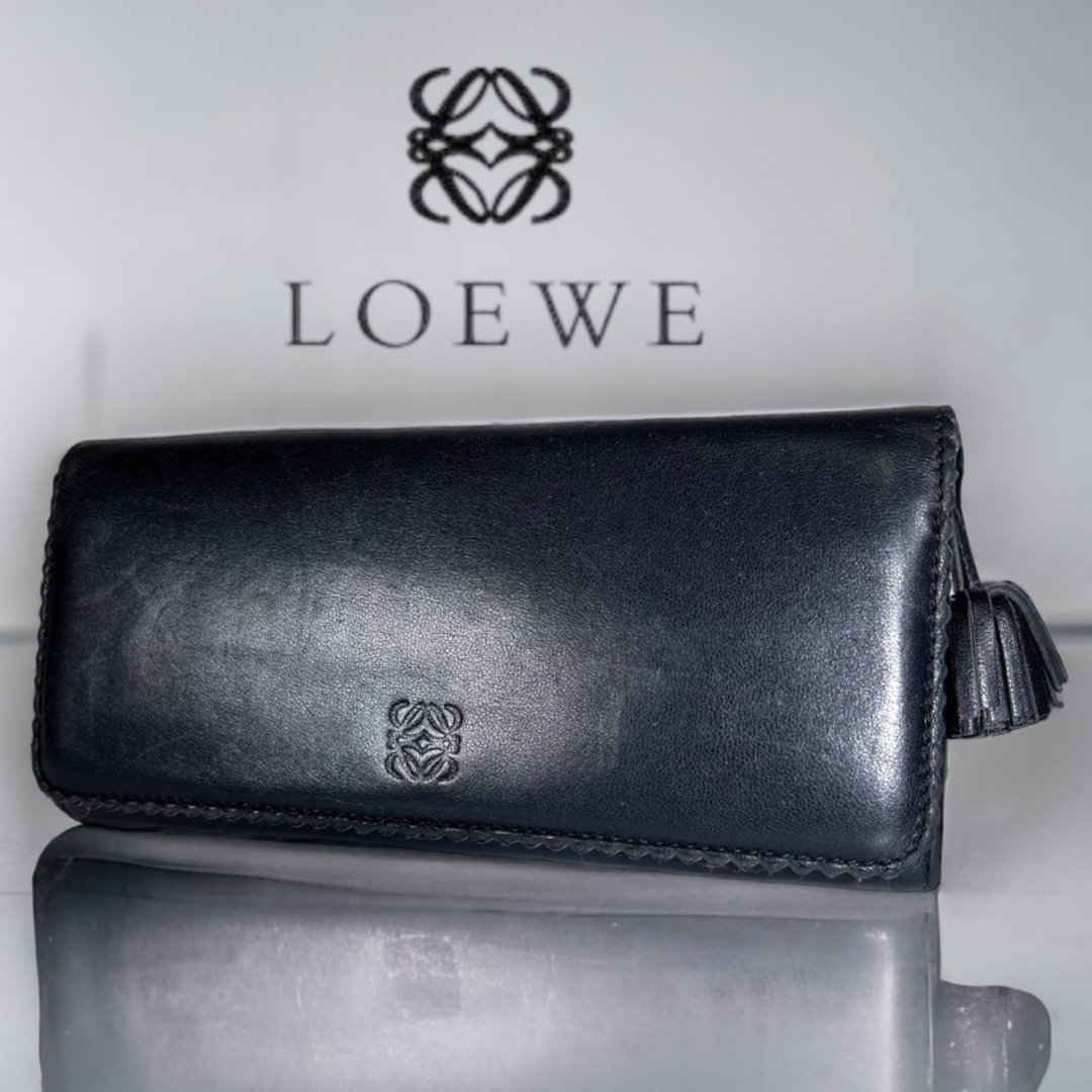 【美品】LOEWE ロエベ アナグラム ナッパレザー タッセル  長財布