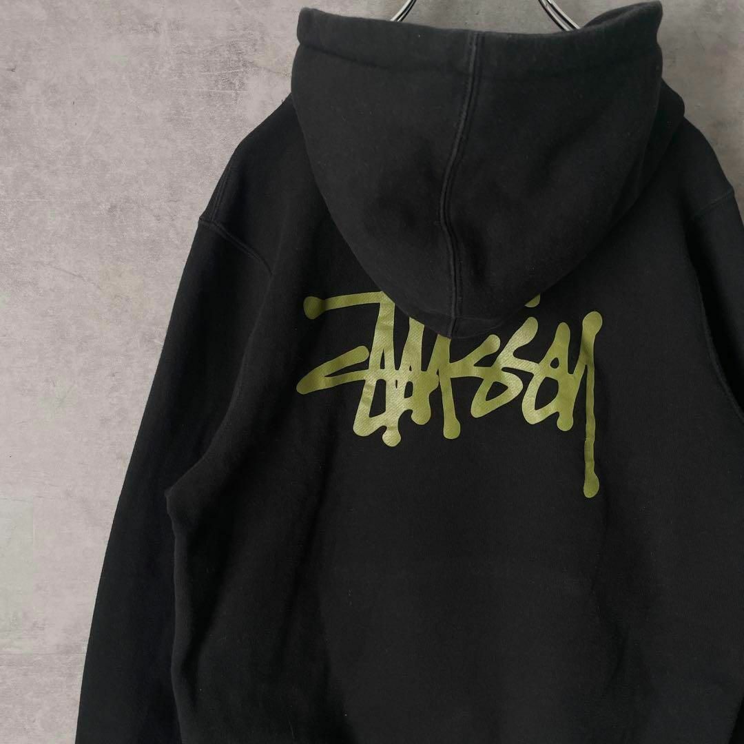 STUSSY - 【好配色カラー】stussyバックプリントパーカー古着かぶり黒