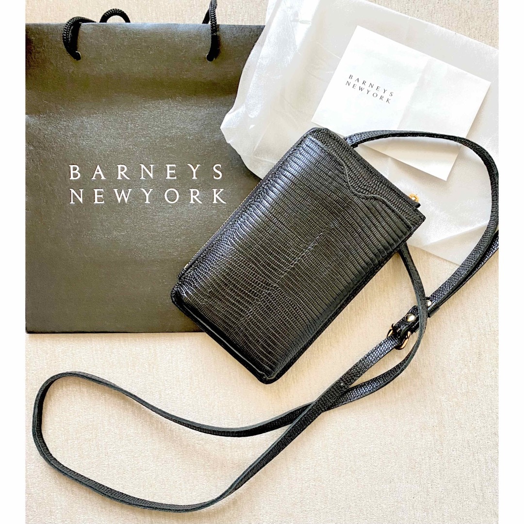 BARNEYS NEWYORKバーニーズニューヨーク　型押しレザーフォーンバッグショルダーウォレット