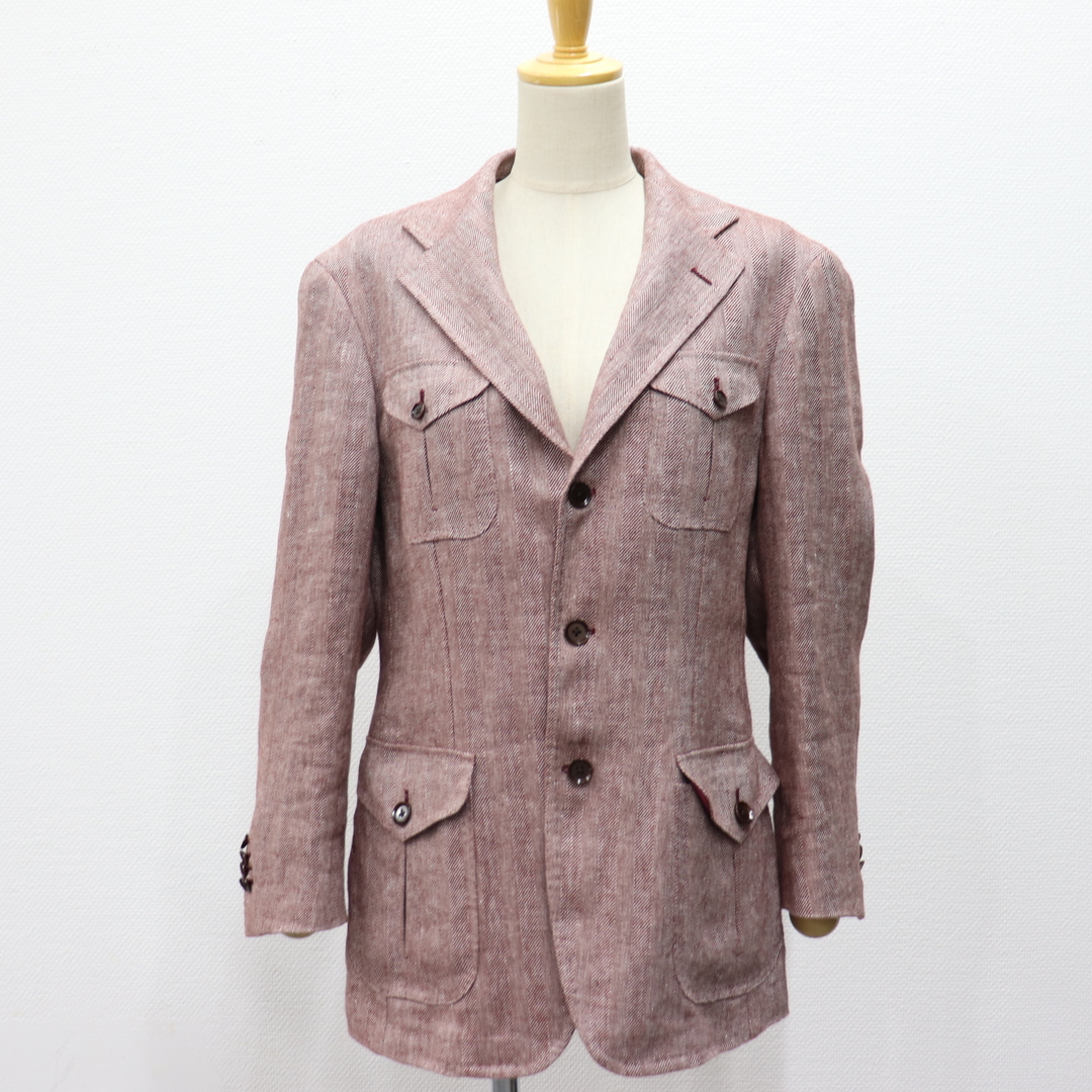 IT6E5H0YJGJS RING JACKET リングヂャケット シングル ジャケット リネン 3B レッド系 アウター メンズ サイズ46メンズ