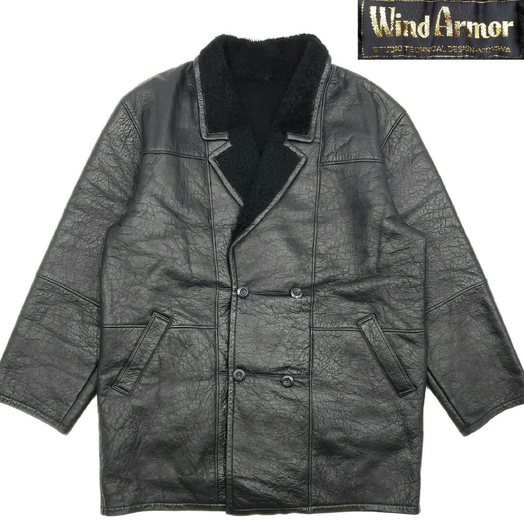 最高級ニチロ毛皮☆Wind Armor☆LL リアルムートンコート黒 最高級ニチロ毛皮☆Wind Armor☆LL リアルムートンコート黒