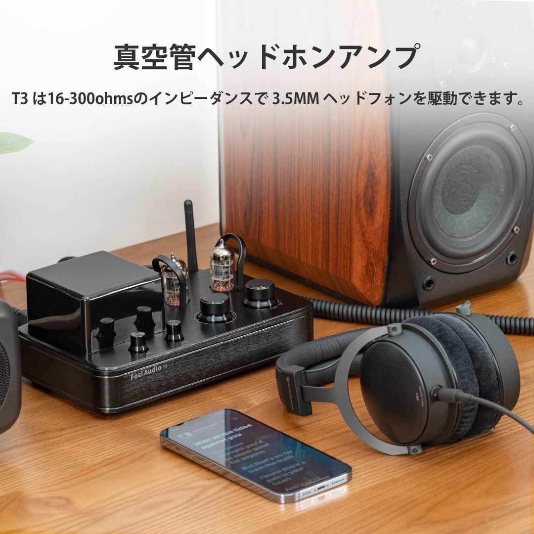 Fosi Audio T3 Hi-Fi 真空管アンプ クラスAB 2.1CH B