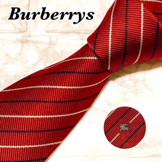 バーバリー(BURBERRY)のBUBERRYS ネクタイ　ストライプ　ホースロゴ　レッド(ネクタイ)