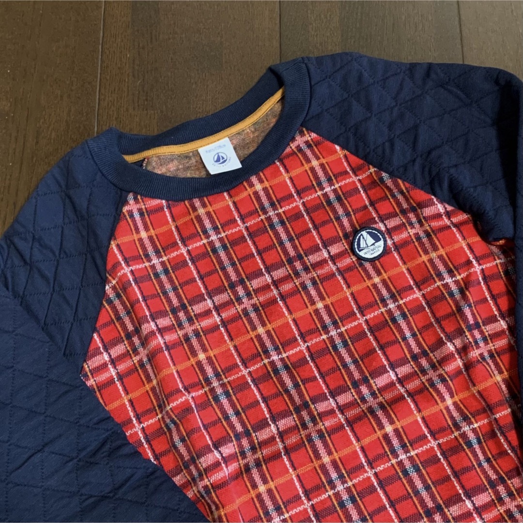 PETIT BATEAU - プチバトー チェック柄トレーナー 8ans/128cmの通販 by