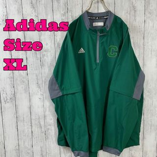 90s adidas 国旗タグ ナイロン　プルオーバー　襟付き　ピステ