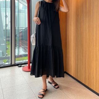 ユニクロ(UNIQLO)の【もなか様専用】ユニクロ UNIQLO コットンティアードワンピース(ロングワンピース/マキシワンピース)