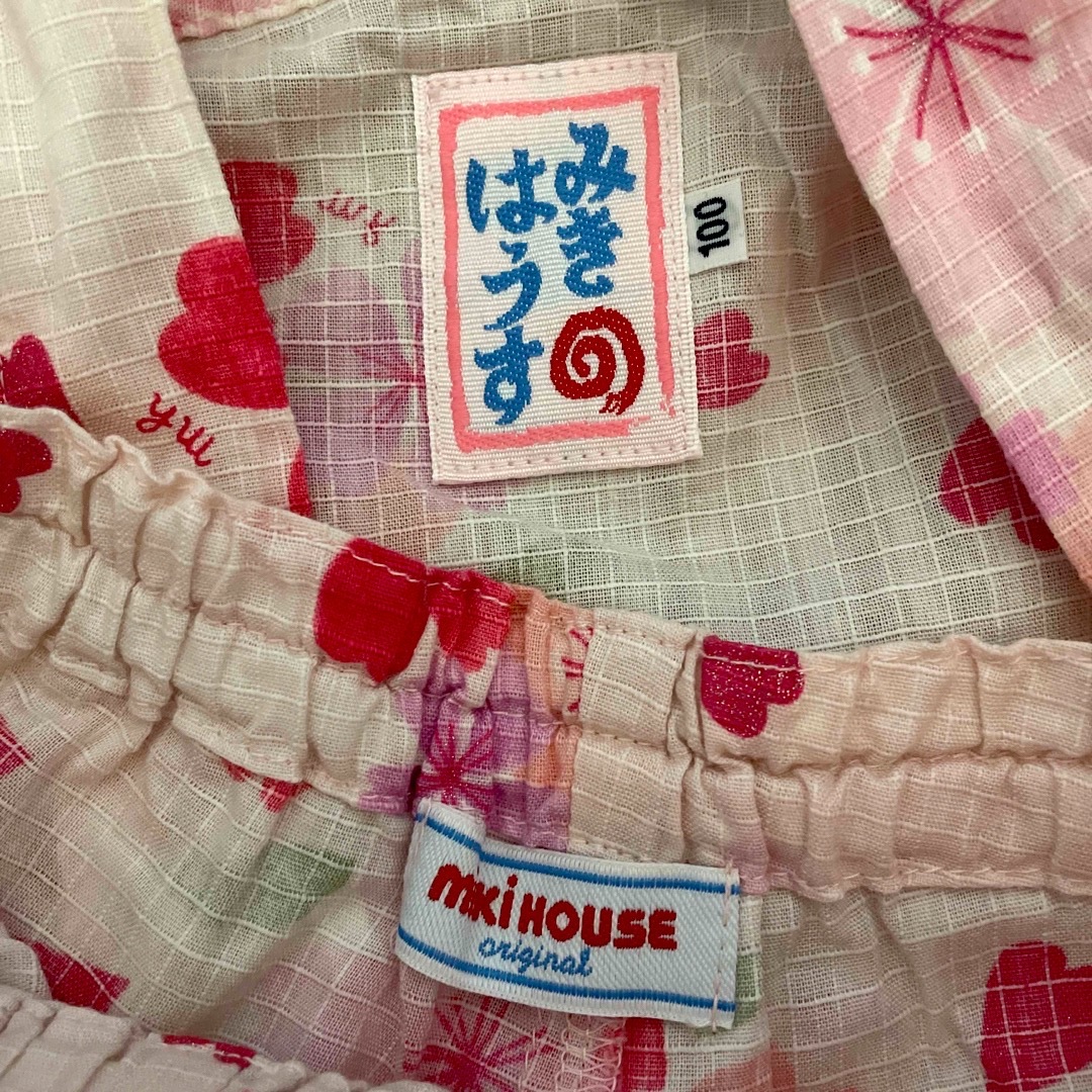 mikihouse(ミキハウス)のてぃー様専用　ミキハウス　甚平　女の子100 美品 キッズ/ベビー/マタニティのキッズ服女の子用(90cm~)(甚平/浴衣)の商品写真