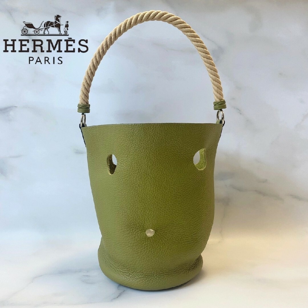 Hermes(エルメス)の値下げ　HERMES エルメス　マンジョワール　ハンドバッグ　グリーン系　希少 レディースのバッグ(ハンドバッグ)の商品写真