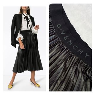 ジバンシィ(GIVENCHY)のgivenchy ジバンシー レザー調　プリーツ　ロング　スカート (ロングスカート)