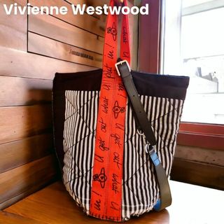 VIVIENNE WESTWOOD LEATHER STRAP CANVAS TOTE