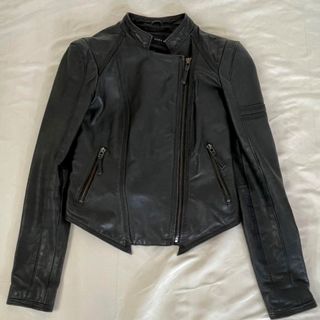 ザラ(ZARA)のZARA BASIC // レザージャケット ラムレザー BLACK(ライダースジャケット)