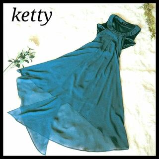 【美品】 ケティ ワンピース ドレス エメラルドブルー L 衣装  コンテスト