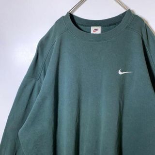 90s NIKE 銀タグ スウェットトレーナー 刺繍ロゴ 1番人気 カーキ 緑-