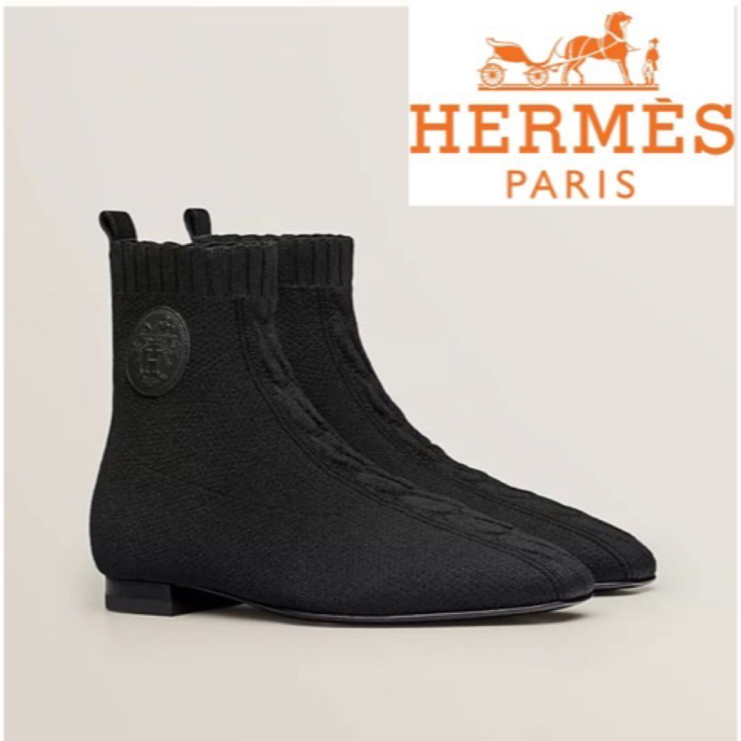 HERMES エルメス　ショートブーツ　デュオ　ブラック　40