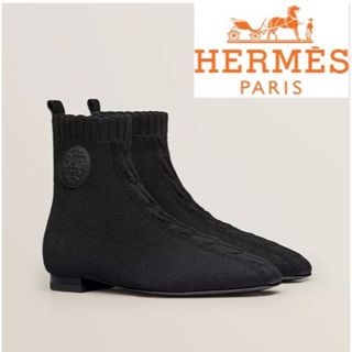 エルメス(Hermes)のHERMES エルメス　ショートブーツ　デュオ　ブラック　40(ブーツ)