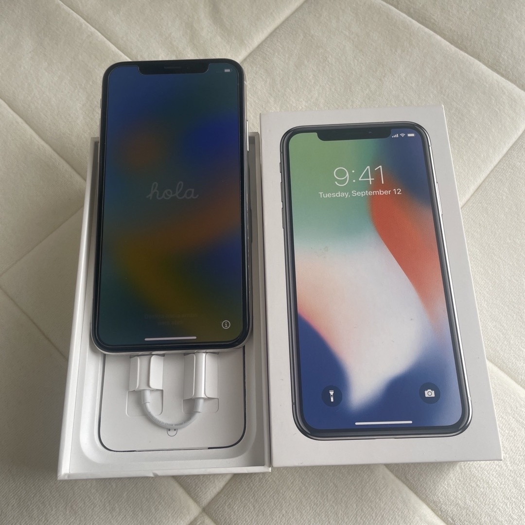 iPhoneX 64GB 美品 バッテリー100% iPhone X 箱付き-