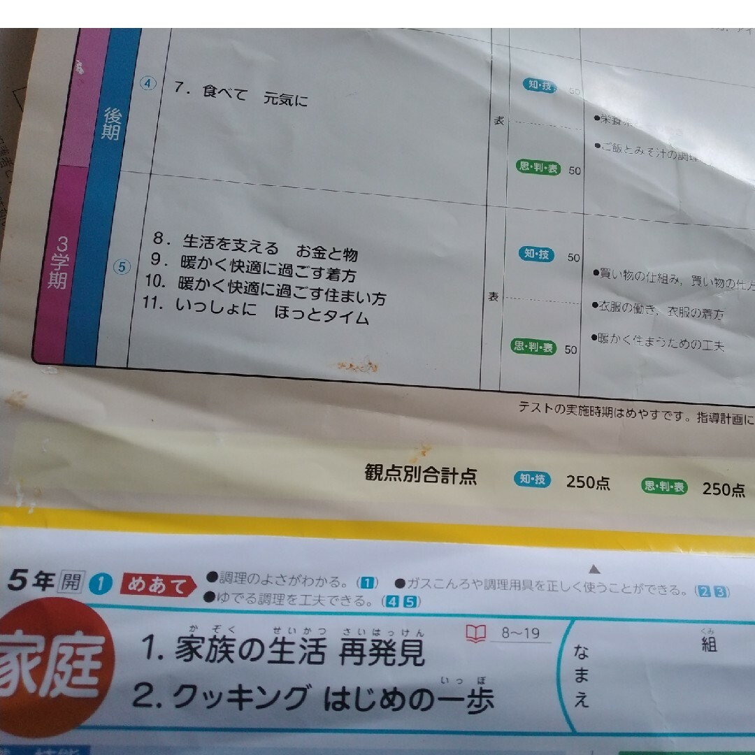 家庭科小学5年生カラーテスト5枚開隆堂新学社 エンタメ/ホビーの本(語学/参考書)の商品写真