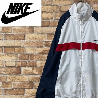 00s NIKE フロントロゴ 2トーン ナイロン ジップジャケット