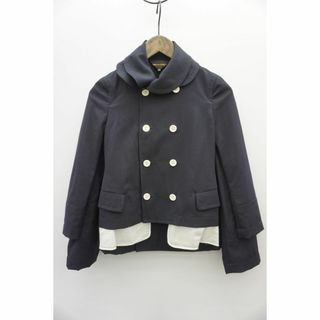 コムデギャルソン(COMME des GARCONS)の美品00s  コムデ ギャルソン レイヤード ジャケット 丸襟  紺1025N▲(テーラードジャケット)