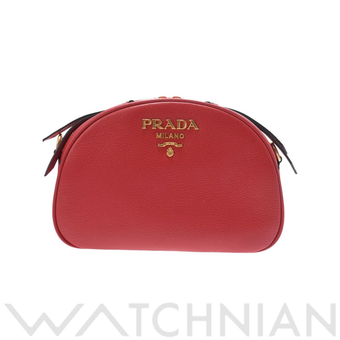 未使用 プラダ PRADA 1BH130 レディース ショルダーバッグ レッド /ゴールド金具 レザー