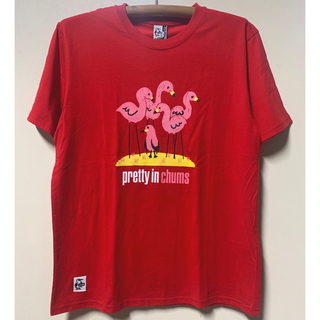 チャムス(CHUMS)の新品　SALE CHUMS Flamingo Tシャツ チャムス  red l(Tシャツ/カットソー(半袖/袖なし))