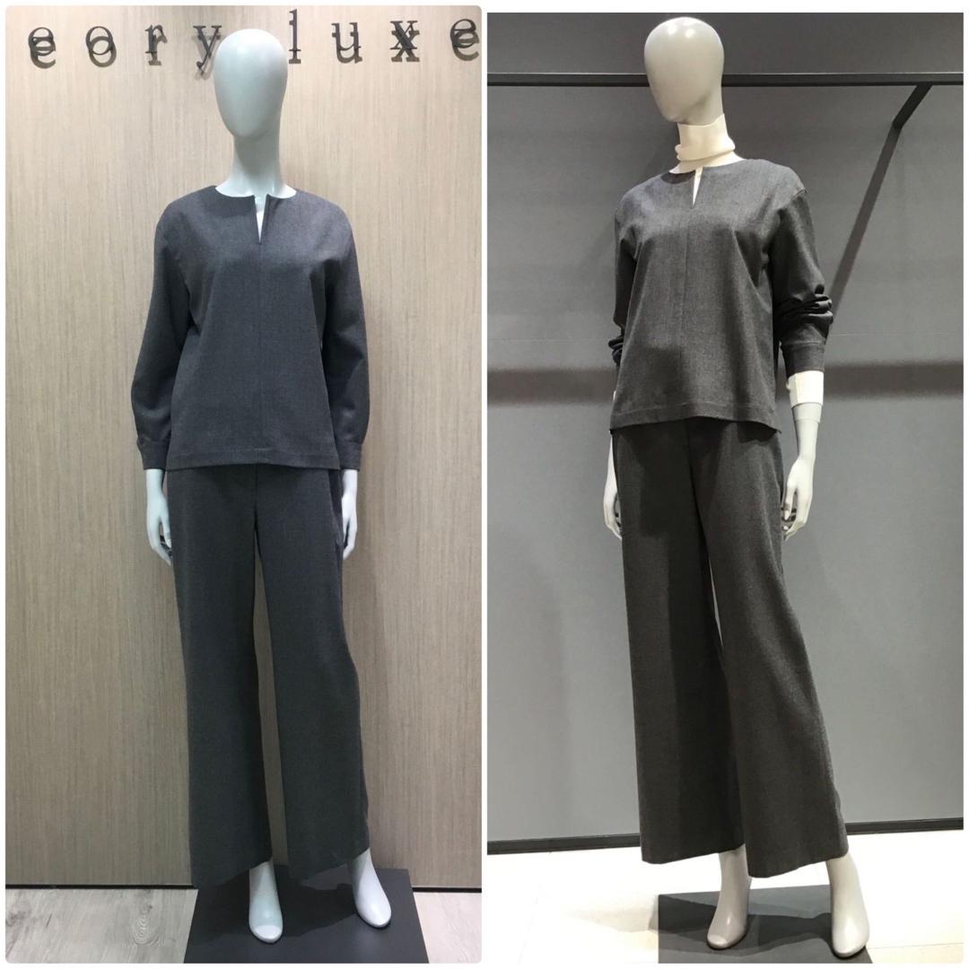 theory luxe 20AW Saxony ブラウス　ワイドパンツ　グレー