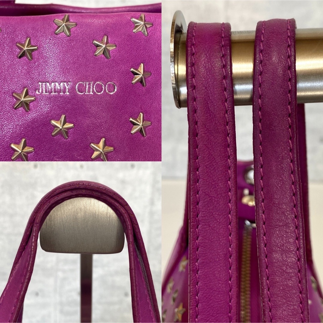 【JIMMY CHOO】MINISARA パープル スタッズ2WAYハンドバッグ