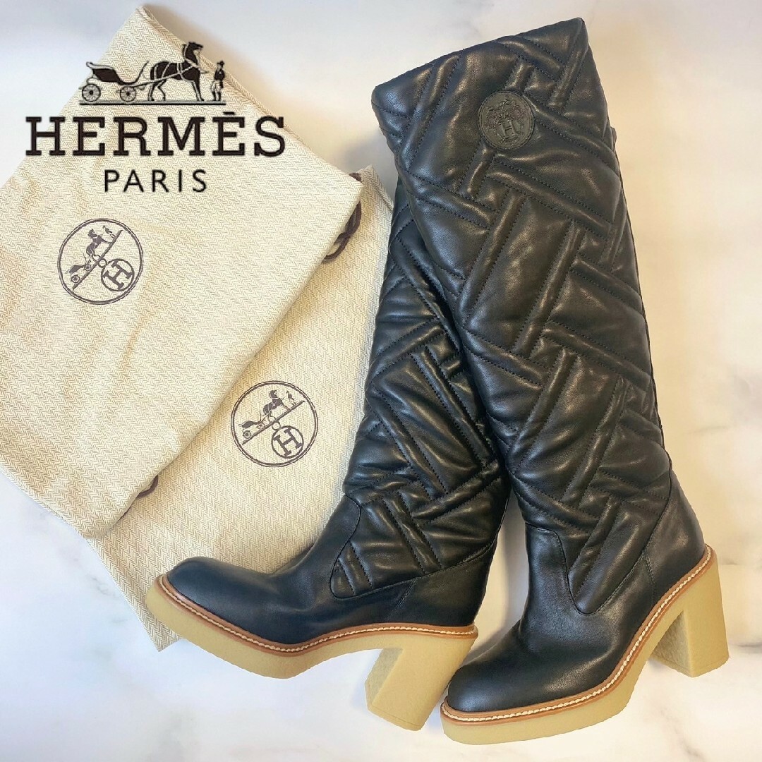 Hermes(エルメス)のHERMES エルメス　フィヨルドブーツ70　キルティングブーツ　美品 レディースの靴/シューズ(ブーツ)の商品写真