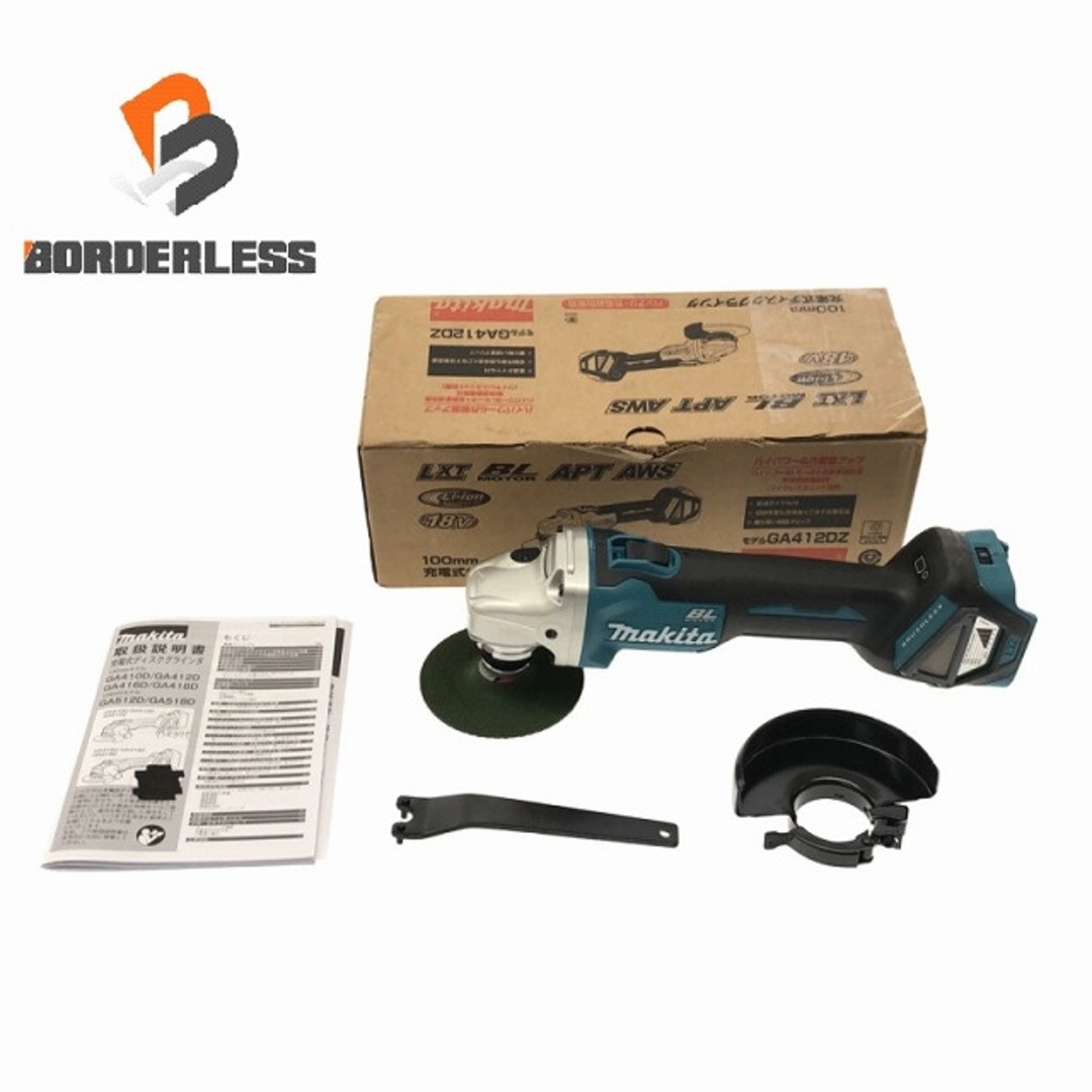 ☆未使用品☆makita マキタ 18V 100mm 充電式ディスクグラインダ GA412DZ バッテリー(18V 6.0Ah) 研磨機 研削 切削 コードレス 80734