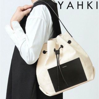 ヤーキ(YAHKI)のYAHKI  トートバッグ　本革　コットン　巾着(ショルダーバッグ)