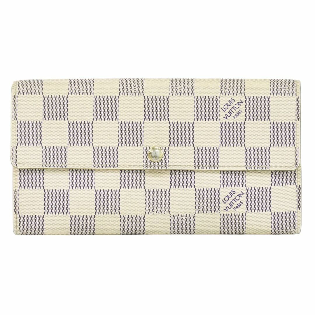 財布本物 ルイヴィトン LOUIS VUITTON LV ポルトフォイユサラ ダミエ アズール 長財布 ロングウォレット ホワイト N61735 Portefeuille Sarah 財布 ウォレット