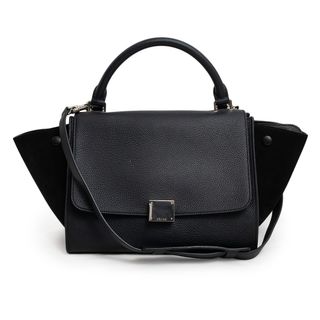 Celine セリーヌ レザー スエード トラペーズ スモール 2WAY ハンドバッグ - グレージュ by